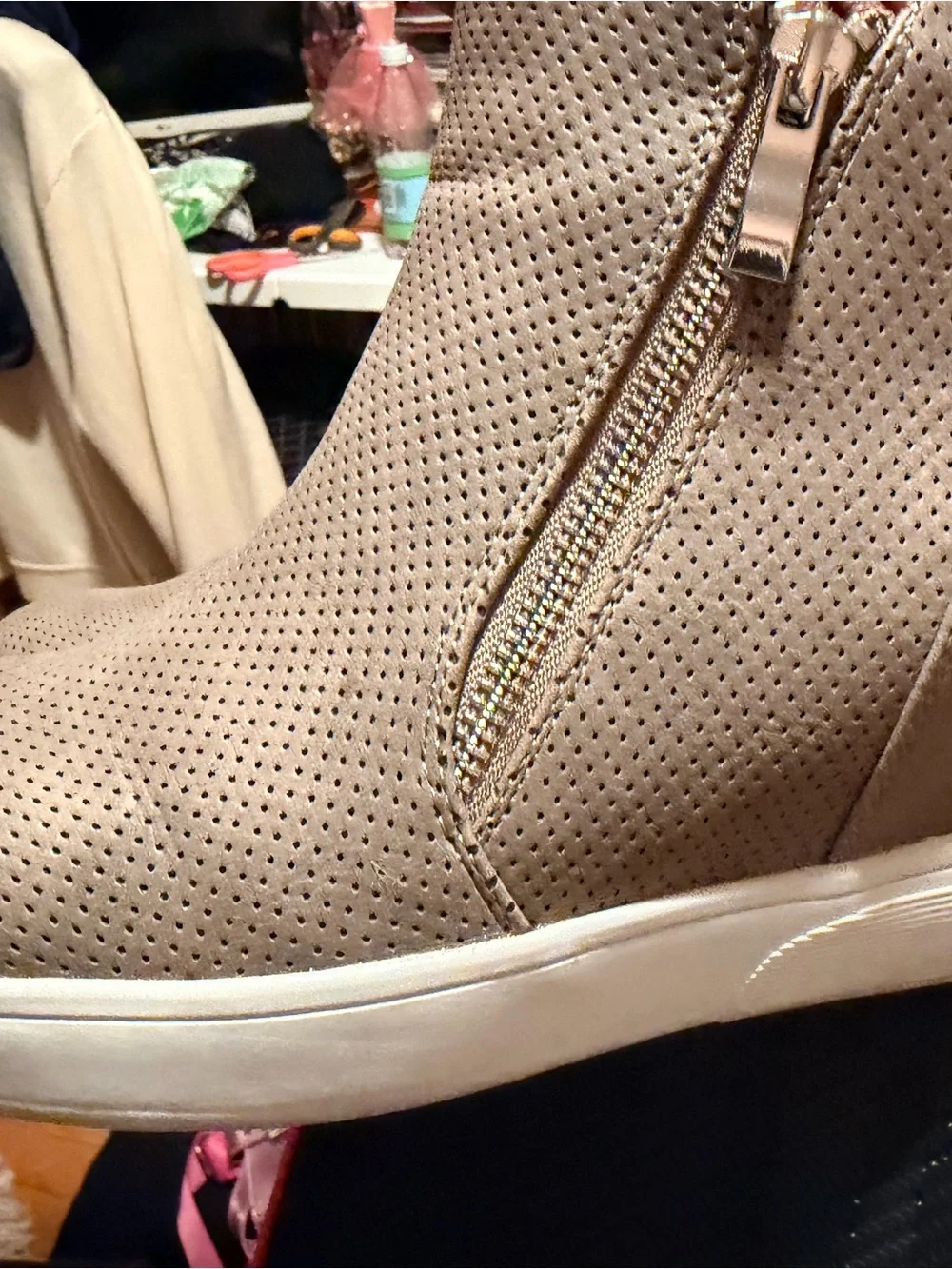 Wedge Sneaker Booties in Taupe - Comfortable Women's Casual Shoes